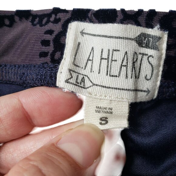 LA Hearts Purple Blue Velvet Burnout Mosaic Print Skater A Line Mini Skirt S - Picture 6 of 8